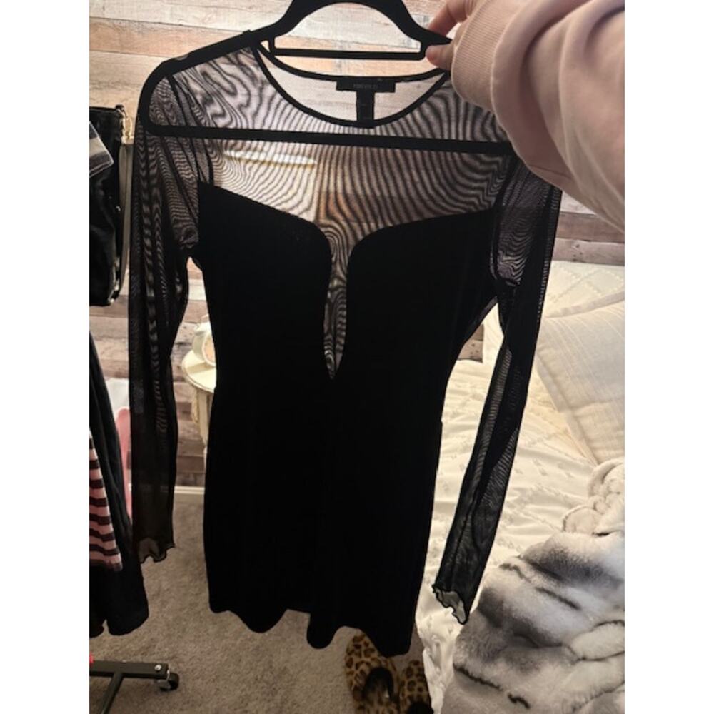 Sheer and Velvet Little Black Dress By Express Size Large - Picture 4 of 7